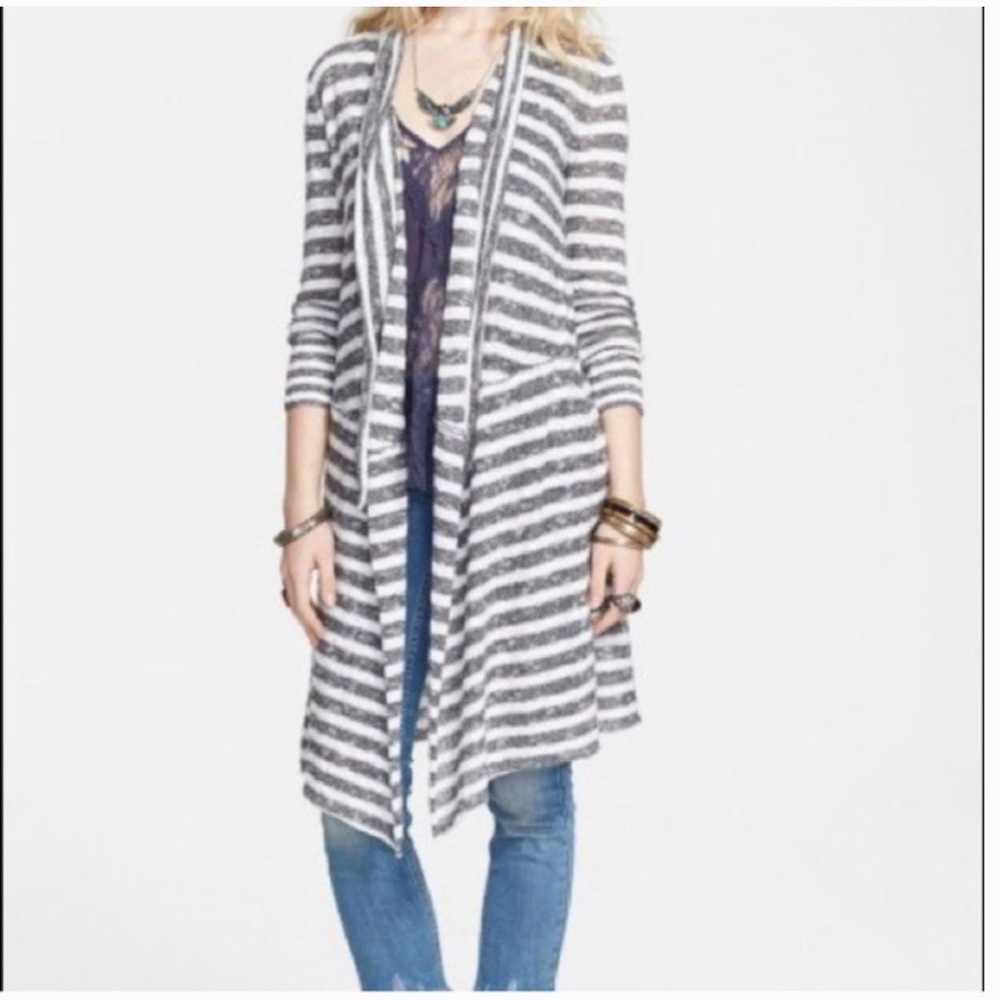 Free People Forget me not Gray and White Knit cardigan size S